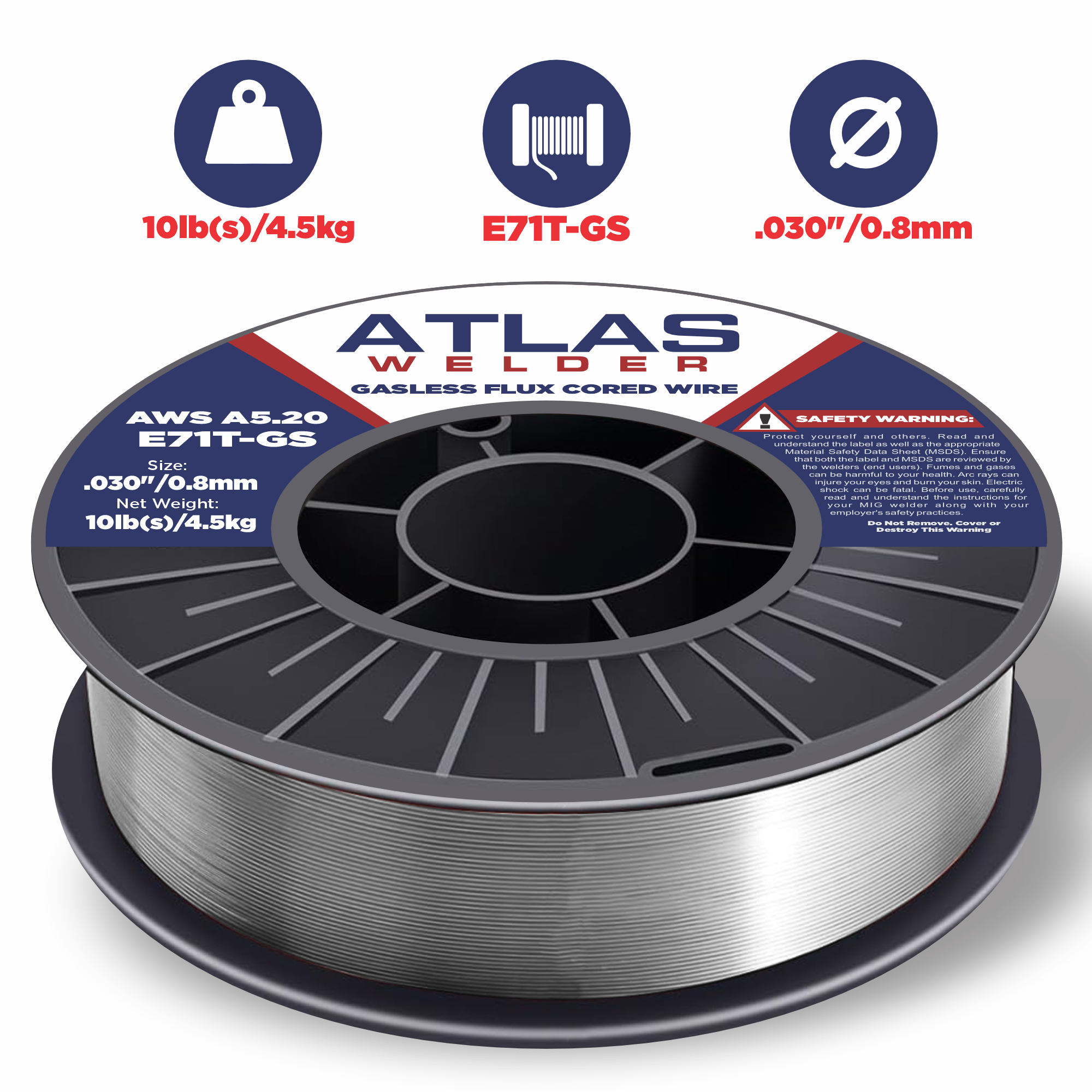 E71T-GS .030" (08mm - 10lb) Gasless Flux Cored Wire