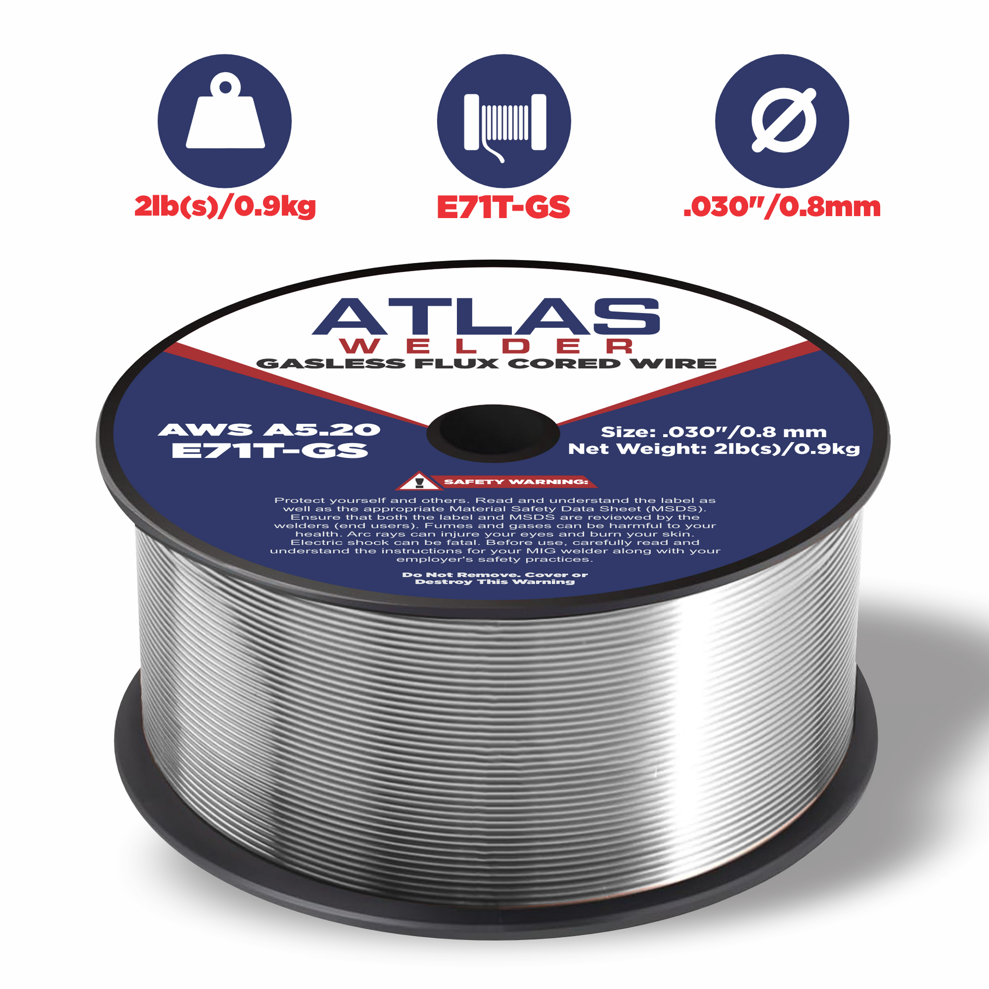 E71T-GS .030" (08mm - 02lb) Gasless Flux Cored Wire