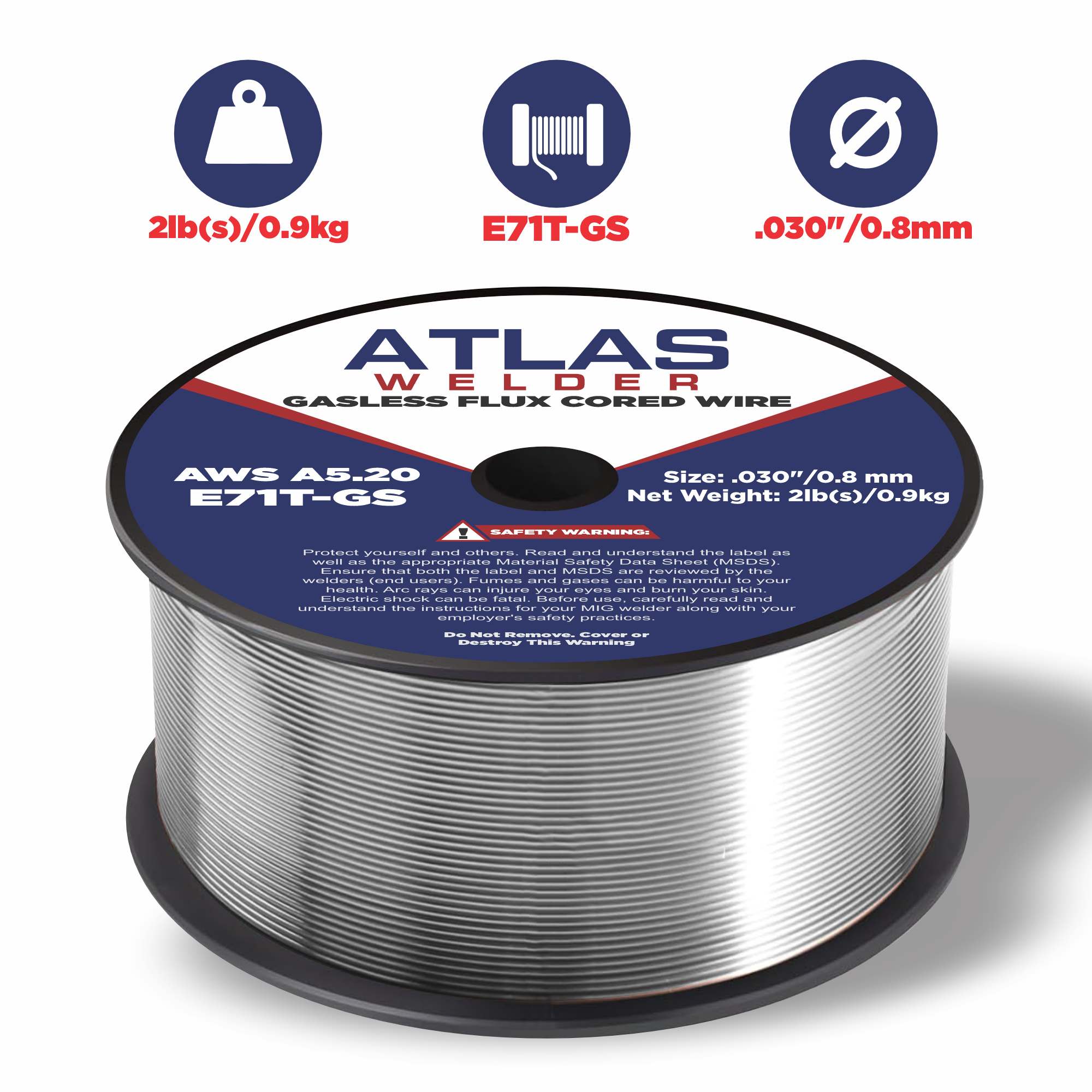 E71T-GS .030" (08mm - 02lb) Gasless Flux Cored Wire
