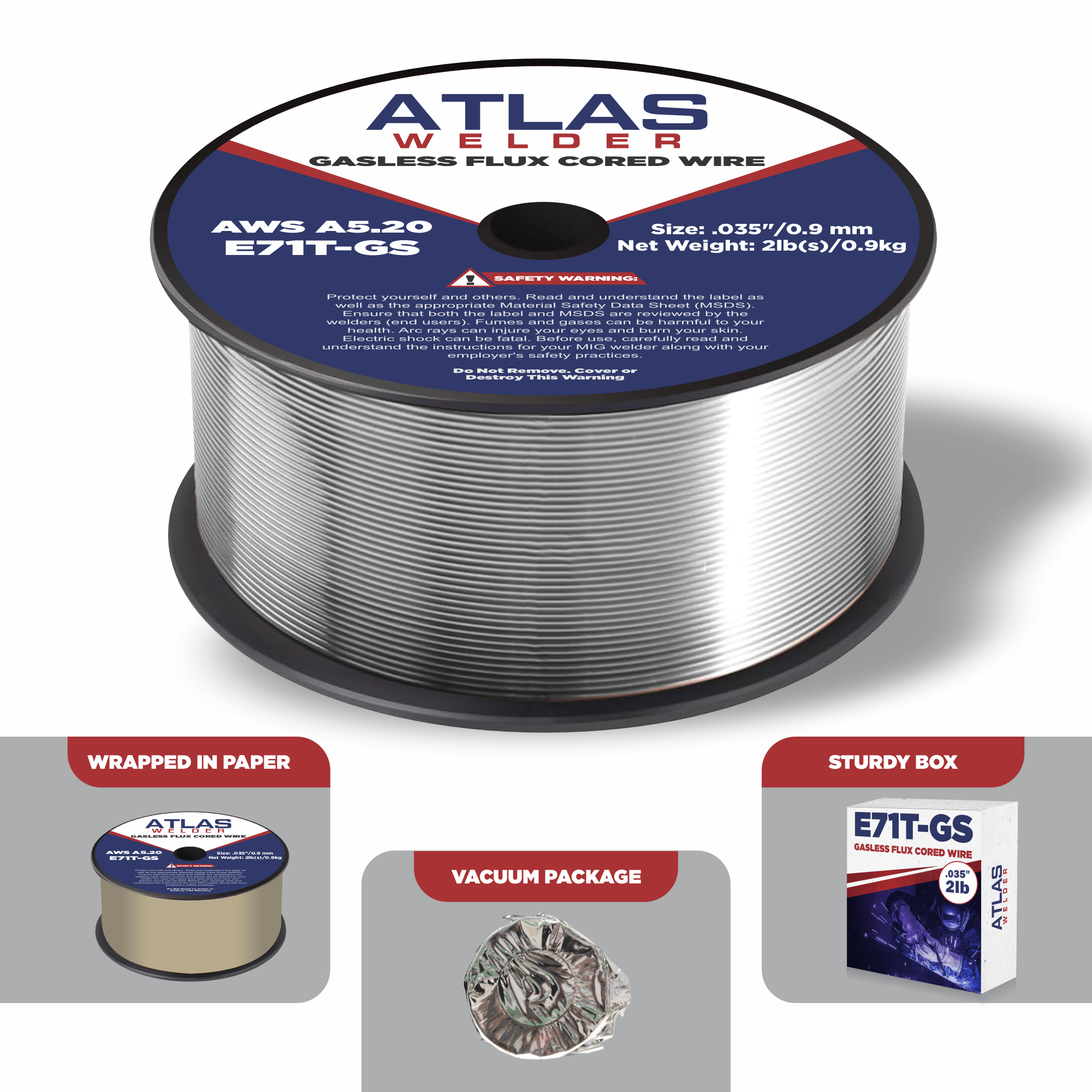 E71T-GS .035" (09mm - 02lb) Gasless Flux Cored Wire