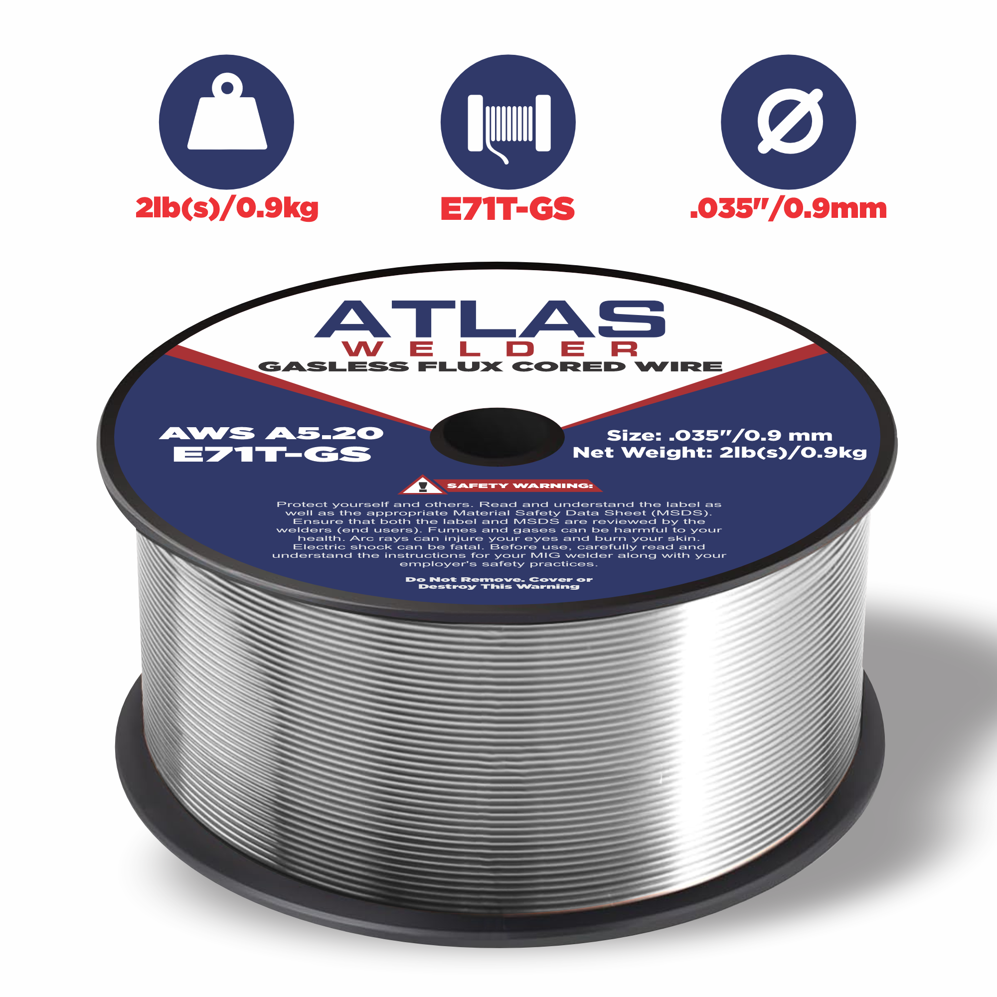 E71T-GS .035" (09mm - 02lb) Gasless Flux Cored Wire