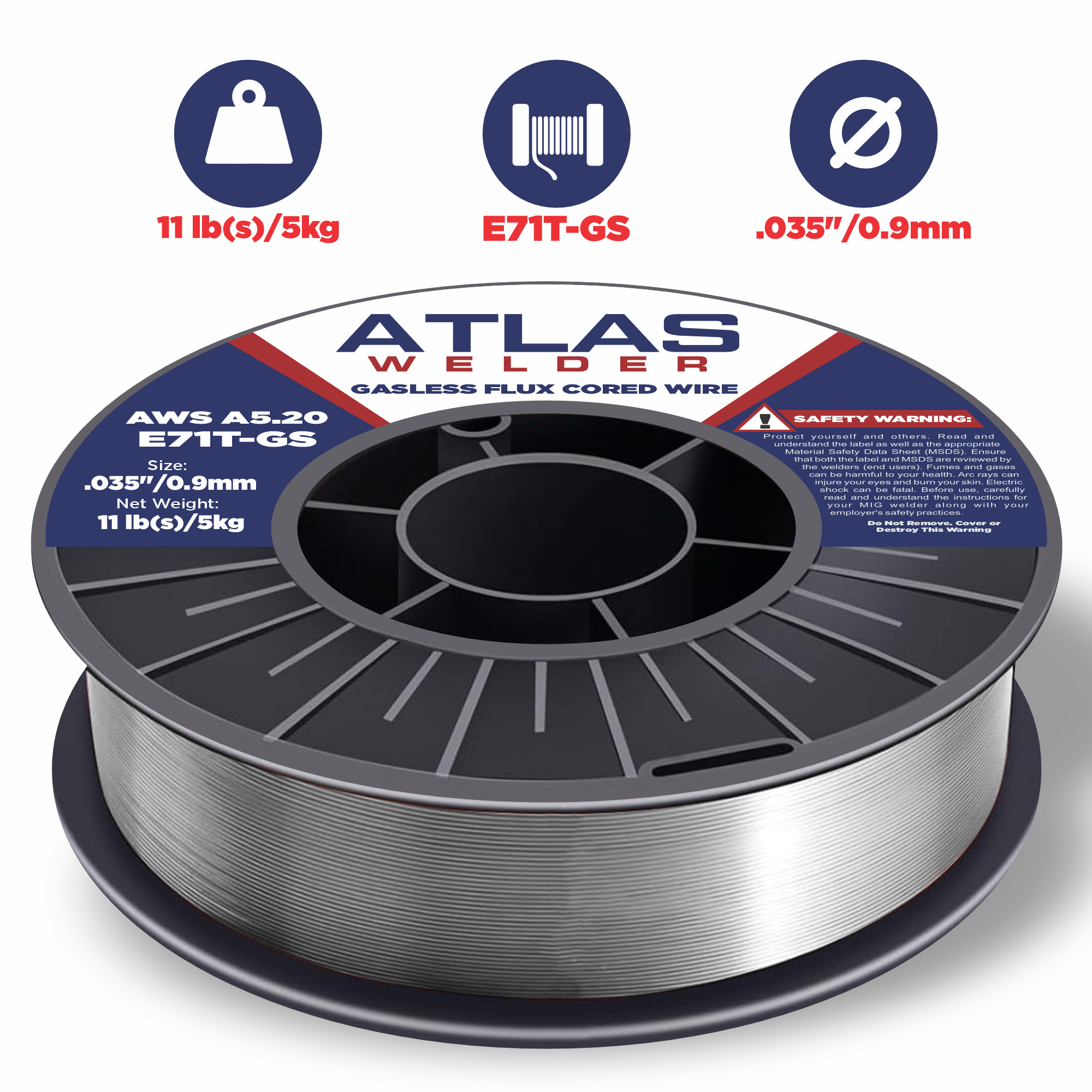 E71T-GS .035" (09mm - 11lb) Gasless Flux Cored Wire