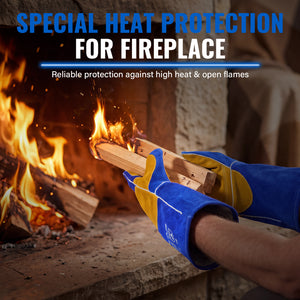 16-Inch Leather Welding Gloves, 932°F Heat Resistant, MIG, TIG & Stick