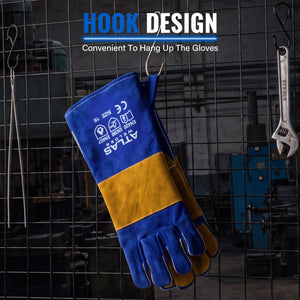 16-Inch Leather Welding Gloves, 932°F Heat Resistant, MIG, TIG & Stick