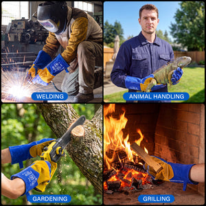 16-Inch Leather Welding Gloves, 932°F Heat Resistant, MIG, TIG & Stick