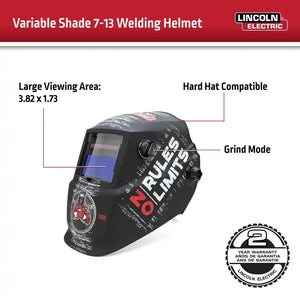 Lincoln Electric Auto-Darkening Welding Helmet with Variable Shade - No Rules Limits Design