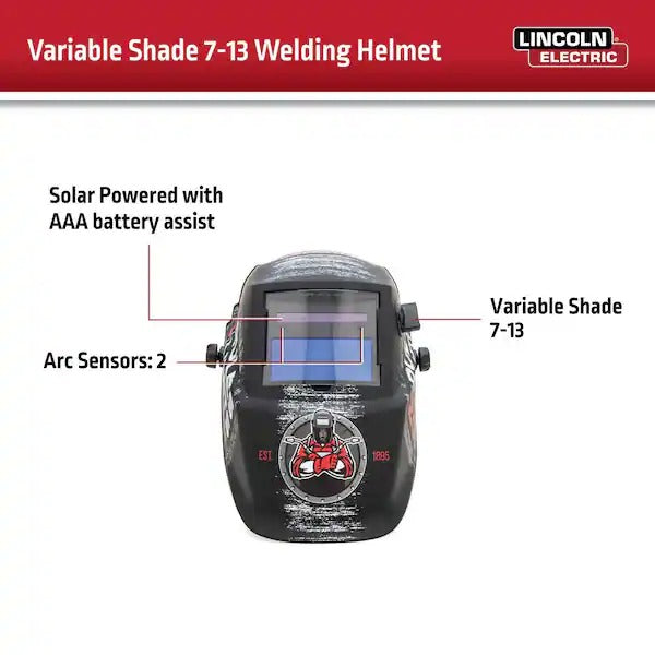 Lincoln Electric Auto-Darkening Welding Helmet with Variable Shade - No Rules Limits Design