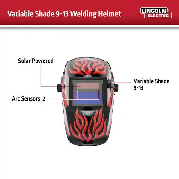 Auto-Darkening Welding Helmet with Variable Shade - Red Fierce Design
