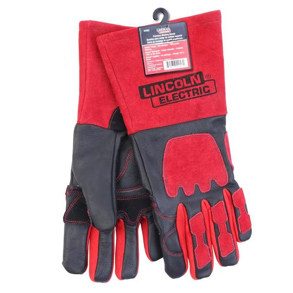 Lincoln Electric One Size Fits All Red and Black Premium Leather Welding Gloves